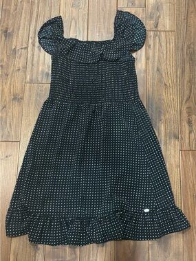 Guess Black Polka Dot Smocked Sundress